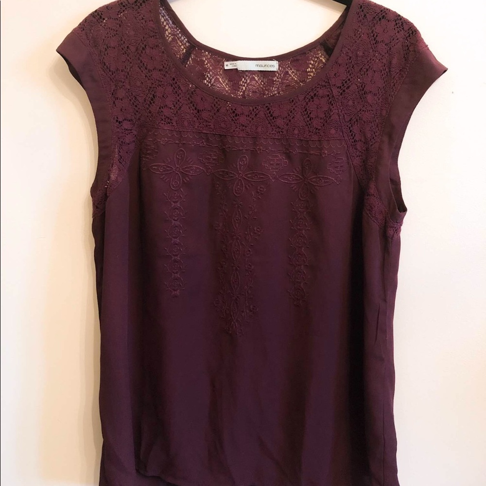 Burgundy Lace Top